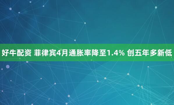 好牛配资 菲律宾4月通胀率降至1.4% 创五年多新低